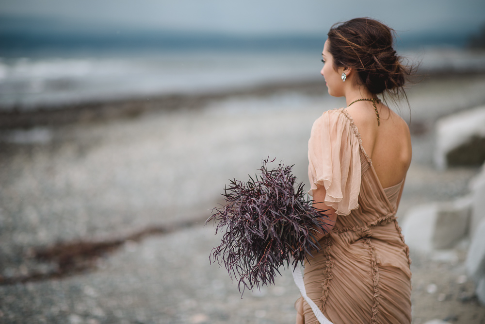 Bride in Blush Gown by Ocean Colours of the Wind Erin Wallis Photography West Coast Weddings Magazine