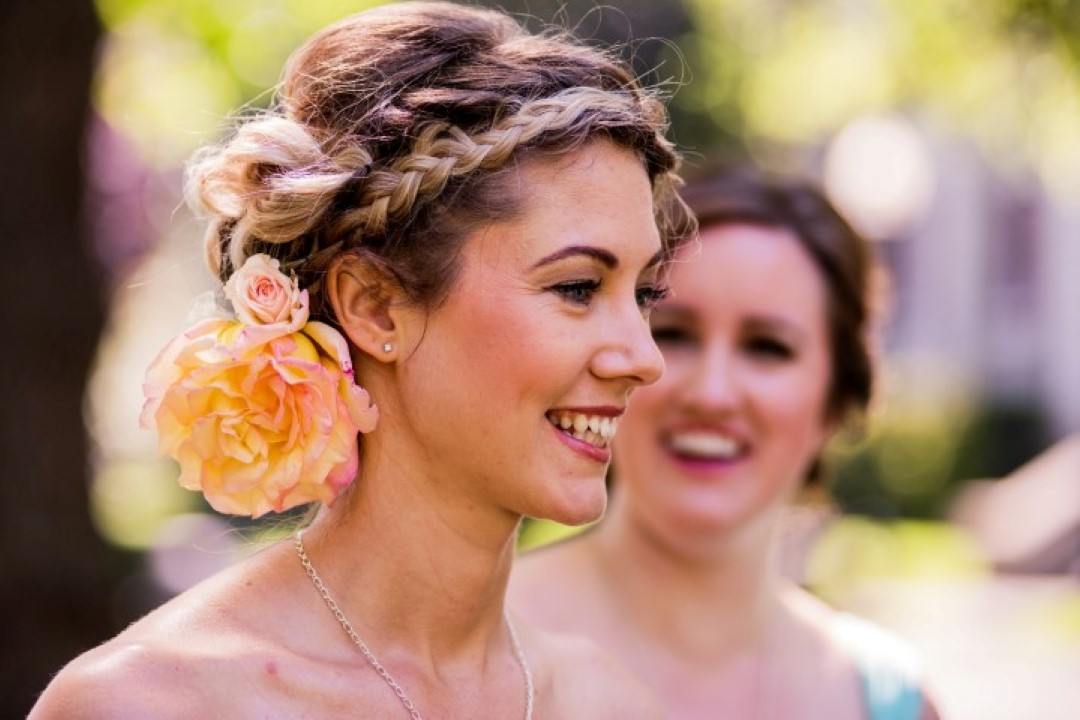 Bridesmaid with Flower in her Hair Love in the Summer St. Anns Academy Vancouver Island