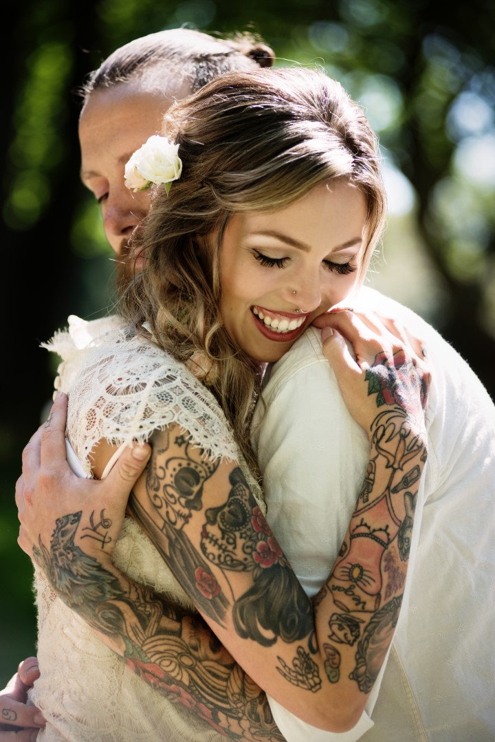 Tattooed Bride Love in the Summer Bridesmaids by Funkytown Photography West Coast Weddings