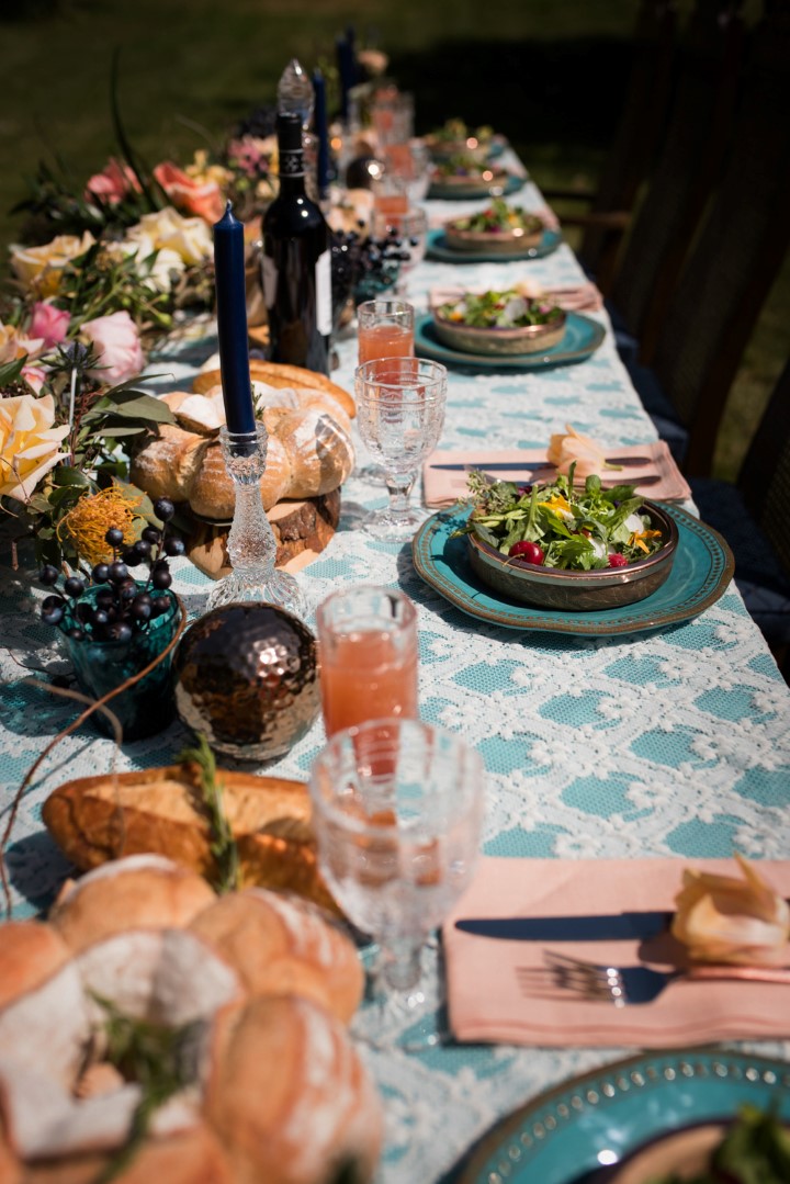 Tuscany Head Table in Field Love in the Summer Bridesmaids by Funkytown Photography West Coast Weddings