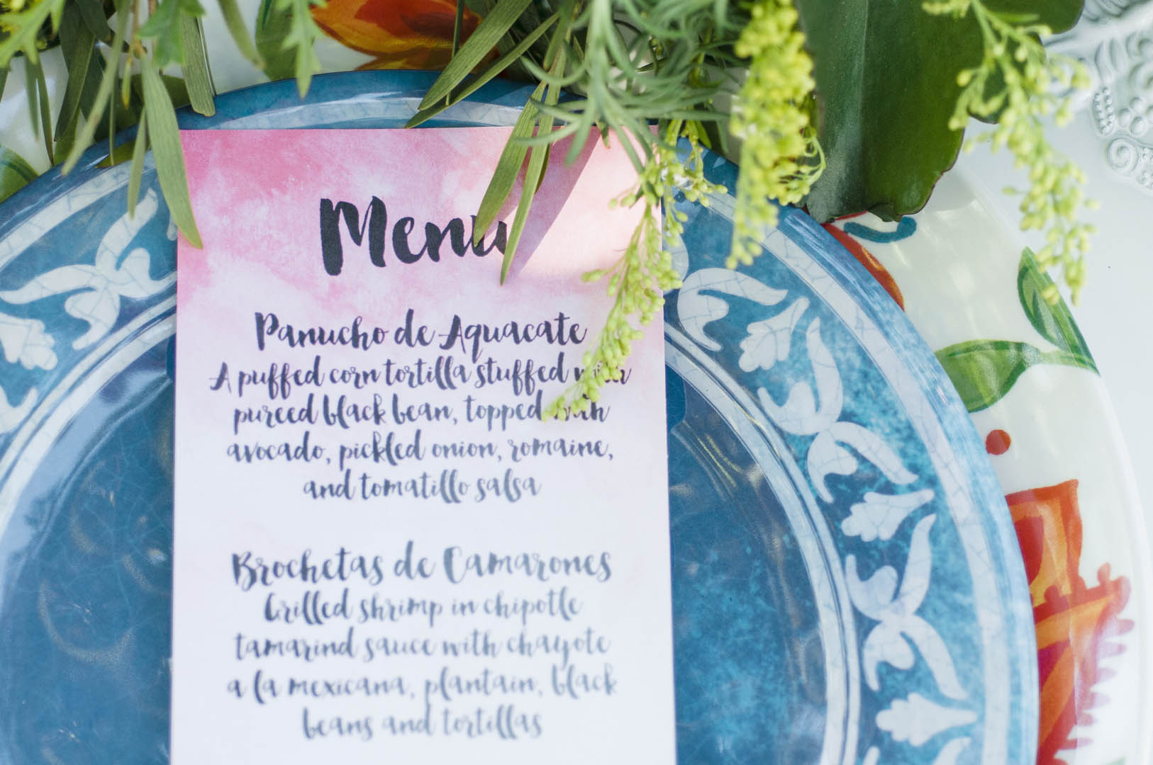 Menu for Fiesta Wedding on Vancouver Island