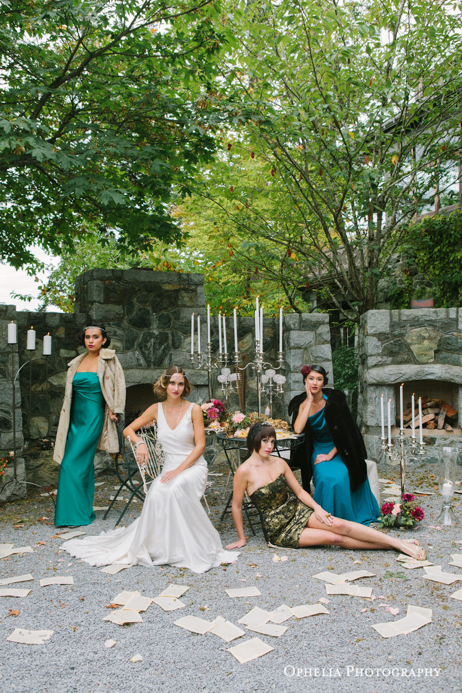 Great Gatsby Wedding Party in Garden West Coast Weddings Magazine English Garden Wedding Vancouver Island