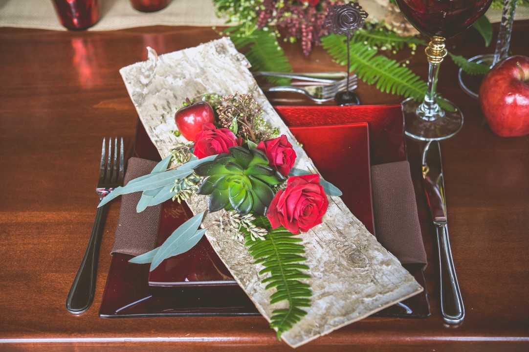 Birch and Jewel Tones on Head Table Bracey Photography