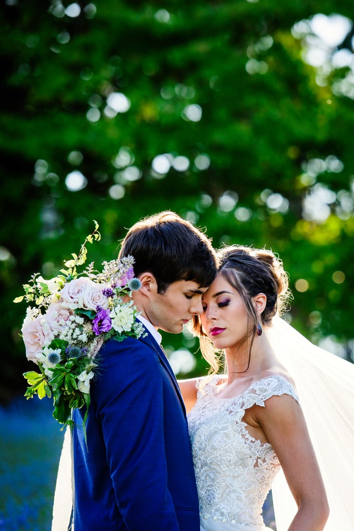 Bridal Couple in Lavender Field Kristen Borelli Photography