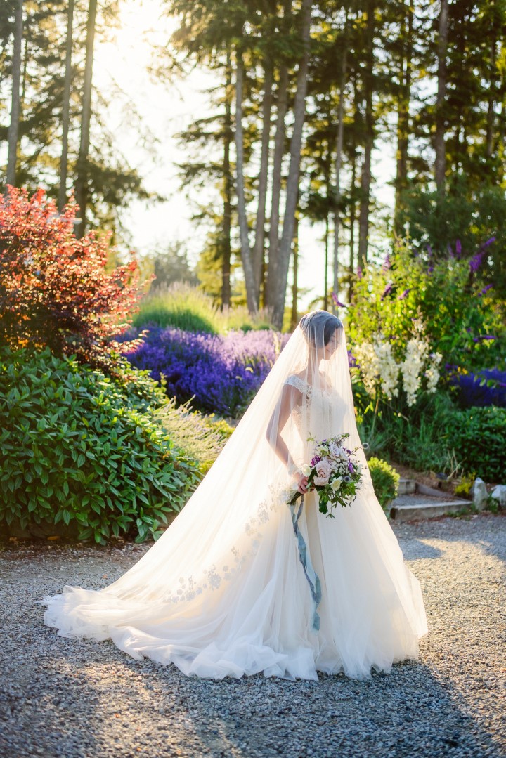 Bridal pose in field of lavender Kristen Borelli Photography