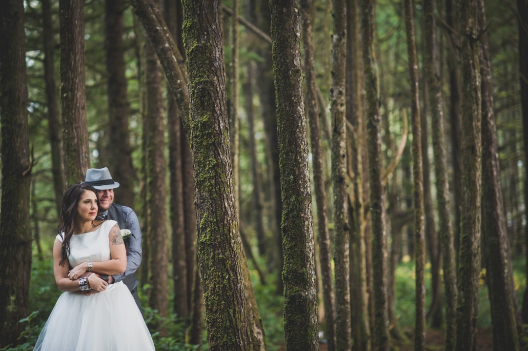 Newlyweds and Trees West Coast Elope Vancouver Island Wedding Magazine