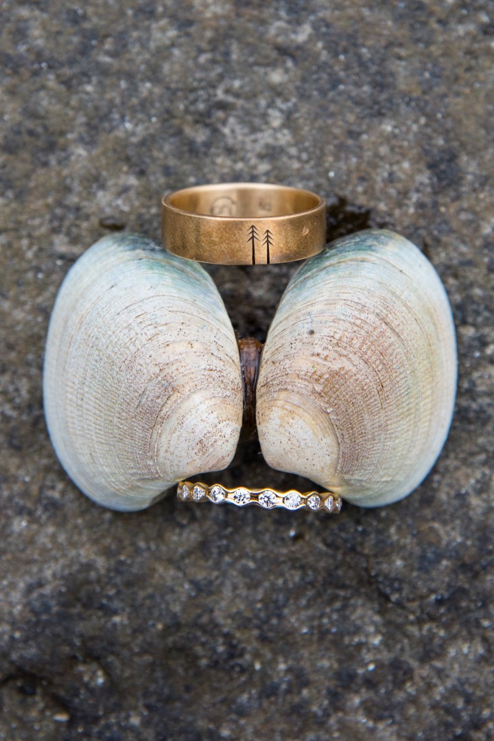 Rings with Shells Ocean View West Coast Weddings Magazine