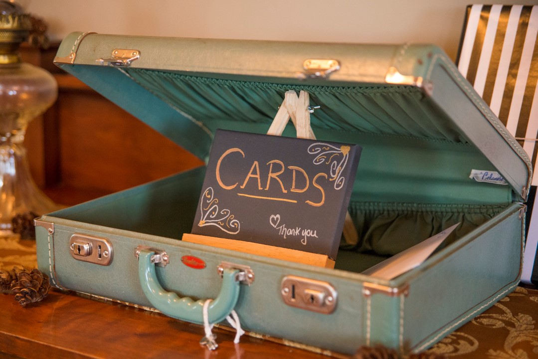 Suitcase for Reception Cards Ocean View West Coast Weddings Magazine