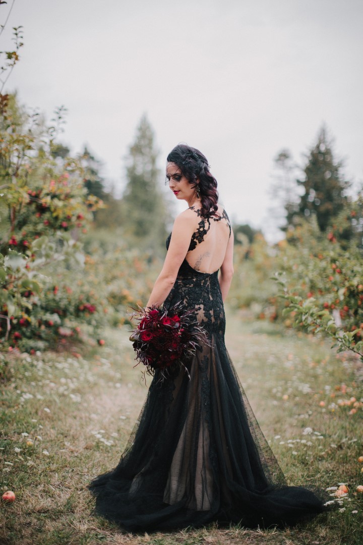 Bride in Black Lace GownGothic Dark Elegance West Coast Weddings Magazine