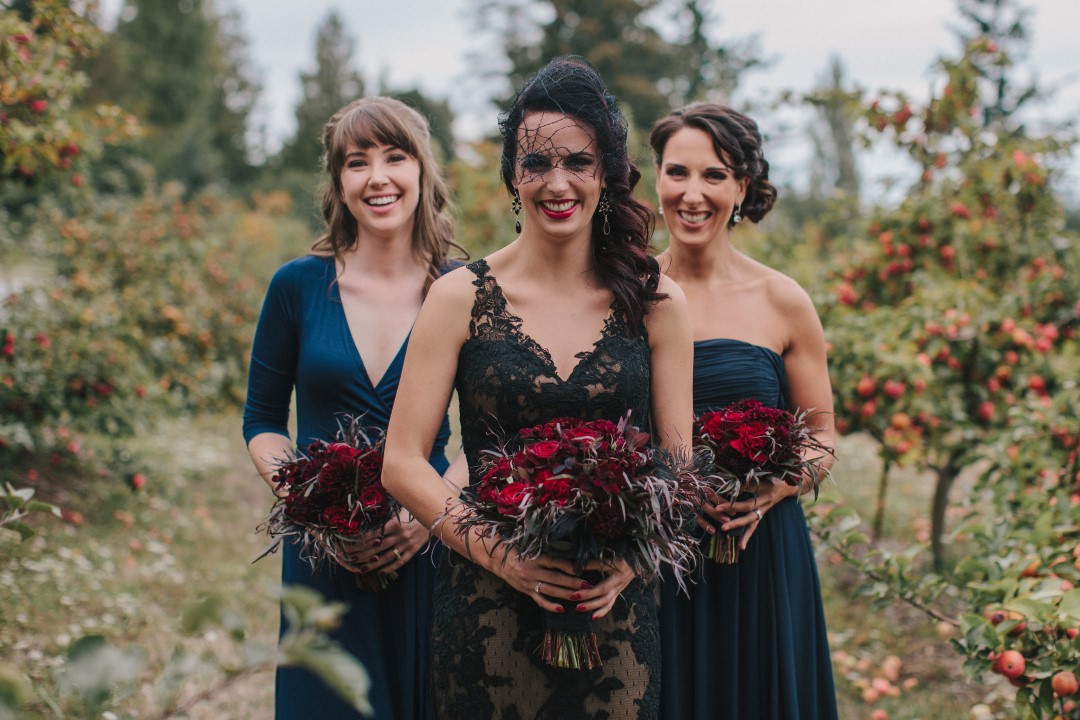 Bridesmaids Gothic Dark Elegance West Coast Weddings MagazineBlack and Red