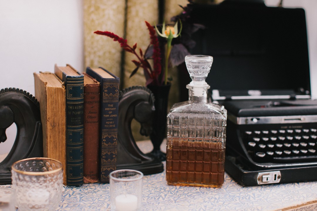 Vintage Typewriter and BooksGothic Dark Elegance West Coast Weddings Magazine