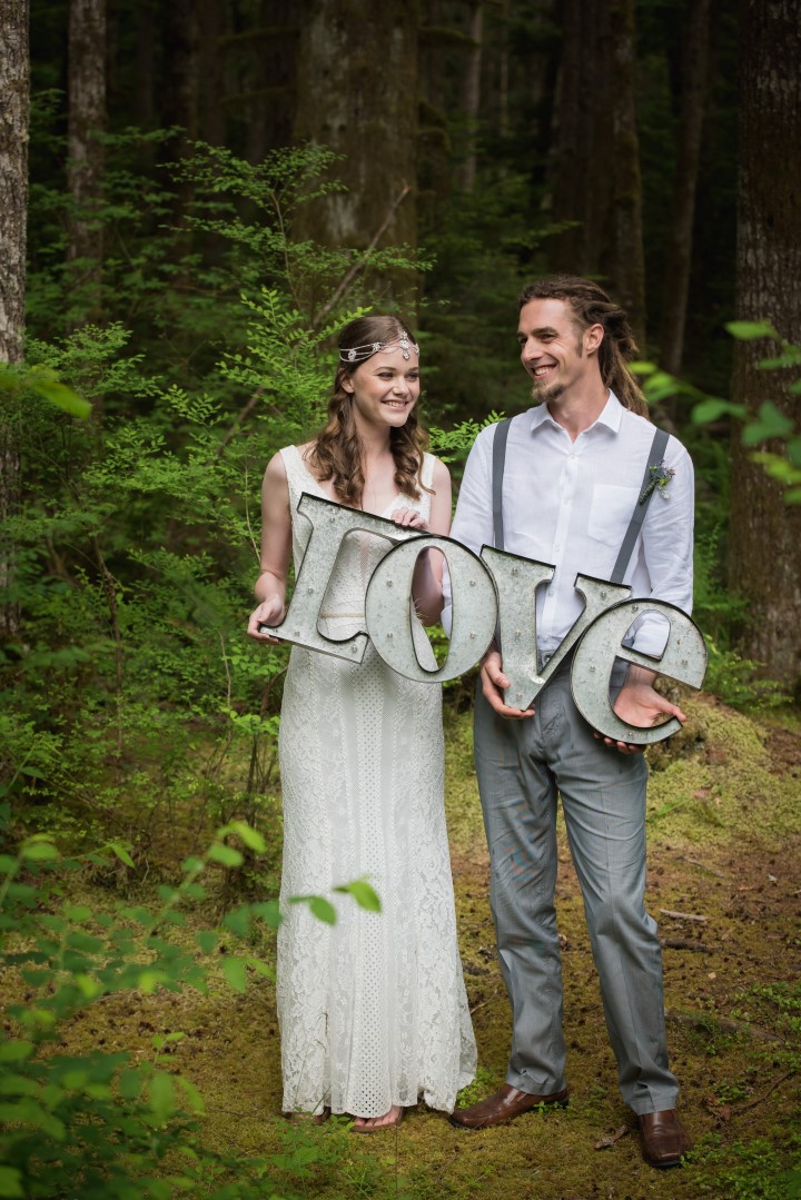 Love sign River romance West Coast Weddings MagazineNew Leaf Photography