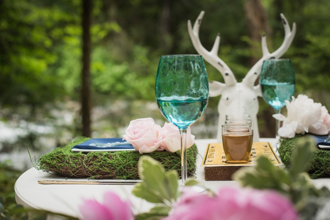 Antler on Sweetheart Table in Forest River Romance Vancouver Island Wedding Magazine