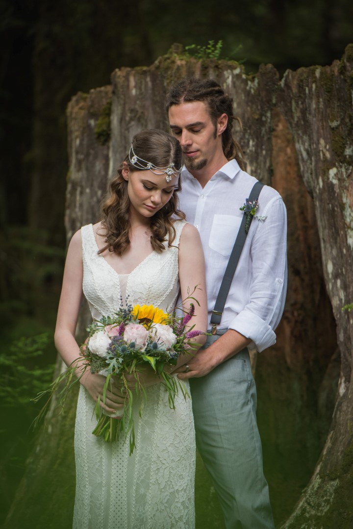 Newlyweds in Boho River Romance West Coast Weddings Magazine