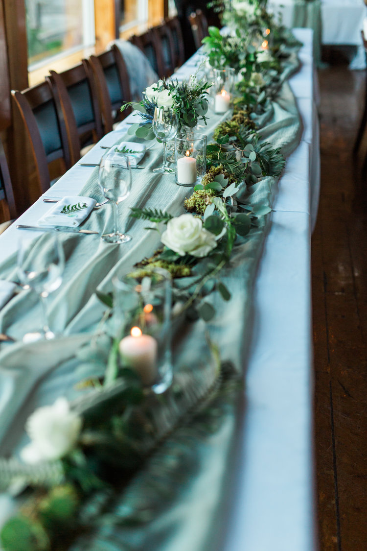 Greenery on Reception Tables Marnie & Drew Eco Friendly Inspired Wedding by Jennifer Picard Photography