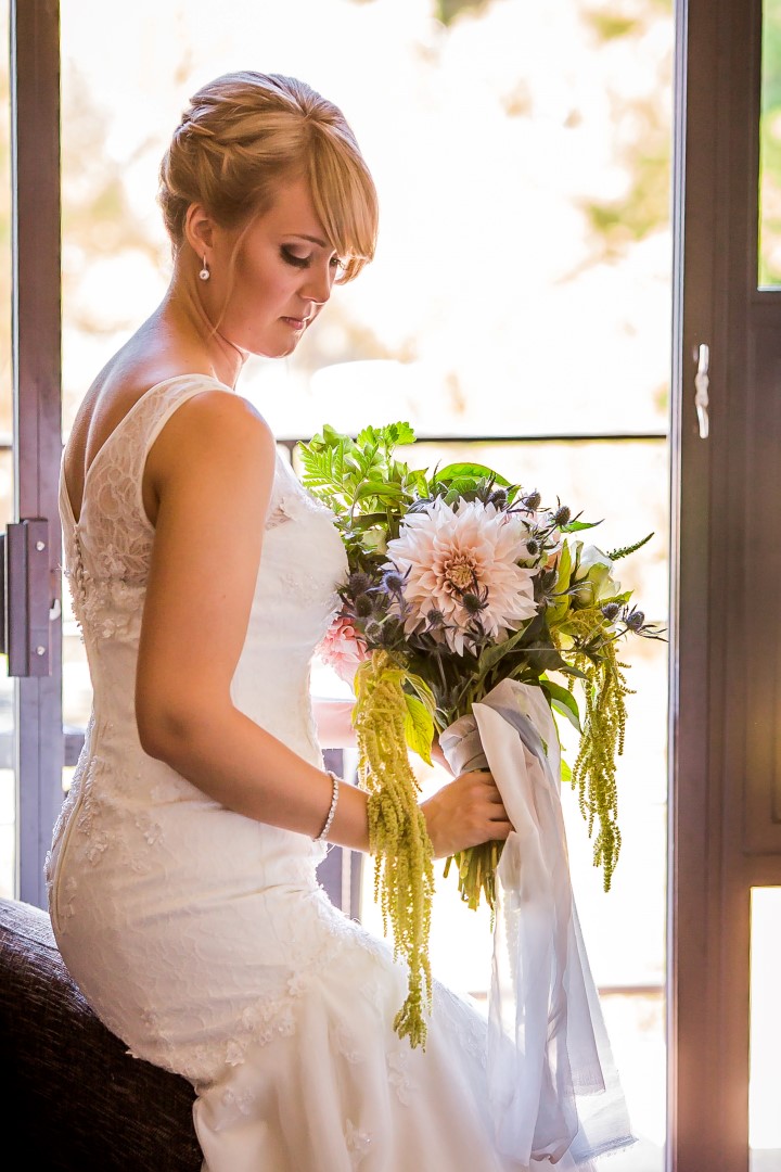 Bride with Bouquet Suns Golden Kiss West Coast Weddings Magazine