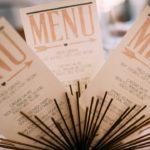 Menu Cards Gold Emboss on Cream PaperSuns Golden Kiss West Coast Weddings Magazine