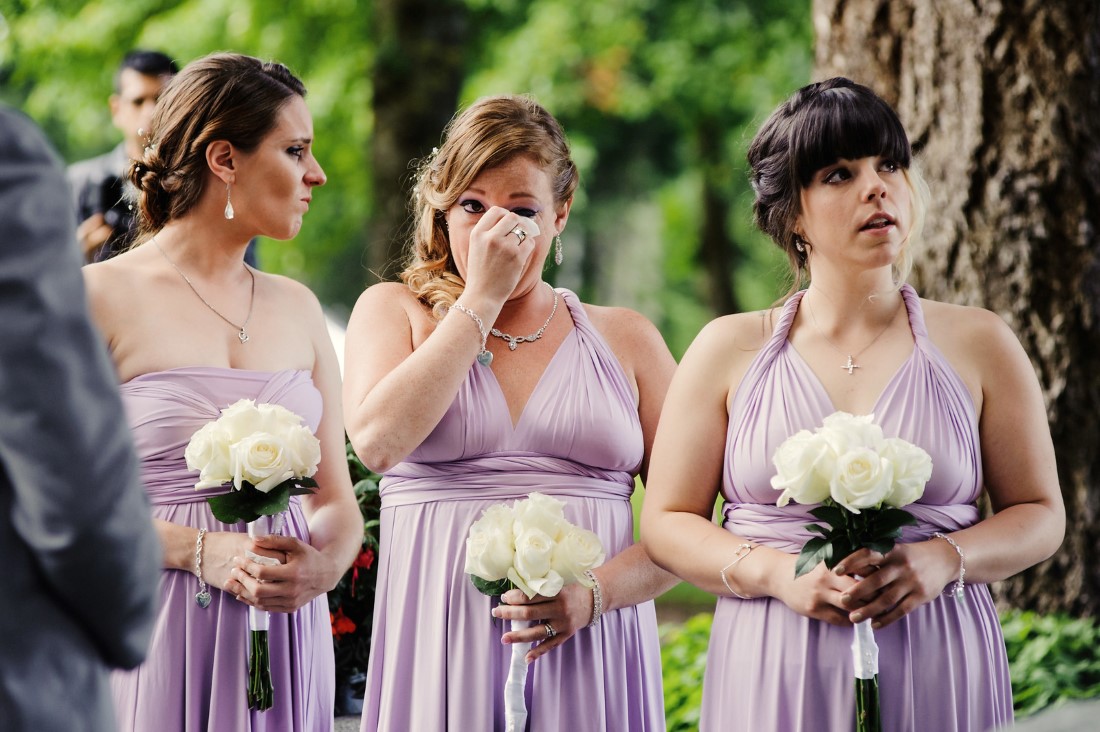 Bridesmaids in blush purple gowns Crown Isle Love Story