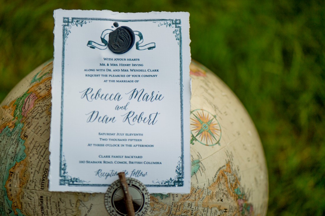 Invite at aA sublime wet coast wedding