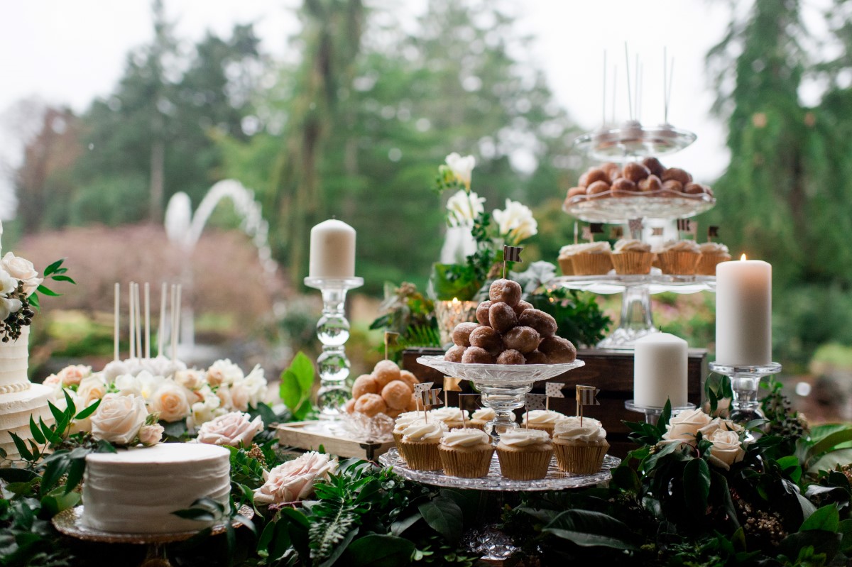 Gorgeous Greenery & Sweet Cakes Tim Hortons Wedding Dessert Table West Coast Weddings Magazine