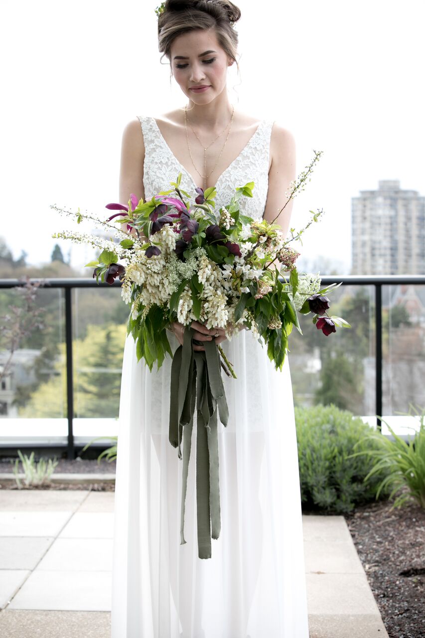 Green Bouquet Eco Chic Wedding with Stylish Foraged Greenery Details West Coast Weddings Magazine