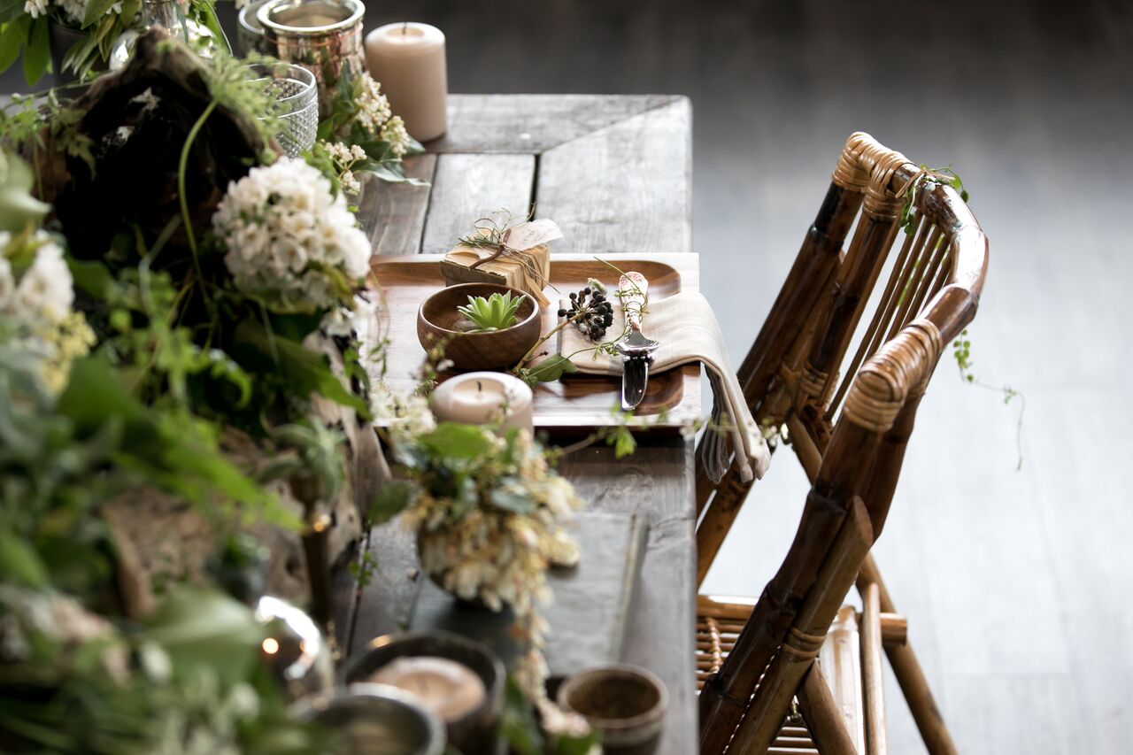 Simple Decor Eco Chic Wedding with Stylish Foraged Greenery Details West Coast Weddings Magazine