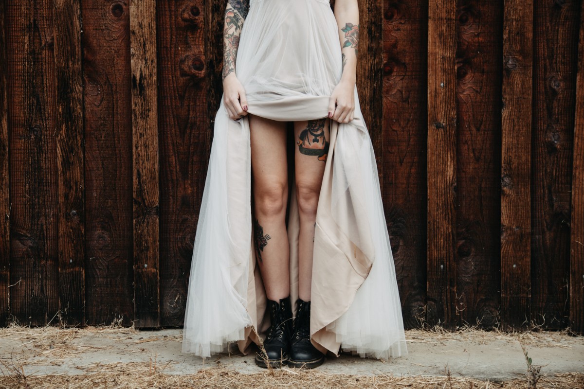 Bride Wearing Boots Inked + Pretty Brides West Coast Weddings Magazine