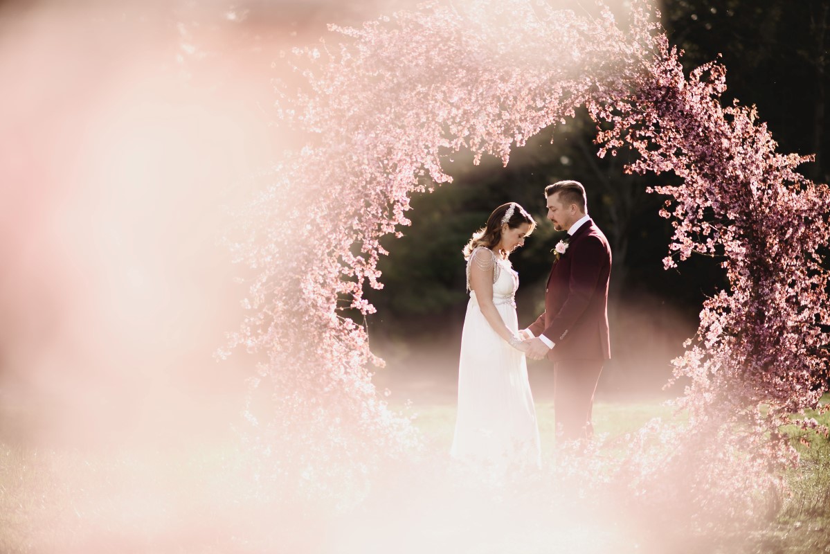 Cherry Blossom Ceremony Circle Arch | Erin Wallis Photography | Sublime Celebrations | Karen Bezaire | Shelter Point Distillery | The White Peony | Jims Clothes Closet | Purely Flower | Headquarters Hair Studio | Eden Street Spa | West Coast Weddings Magazine