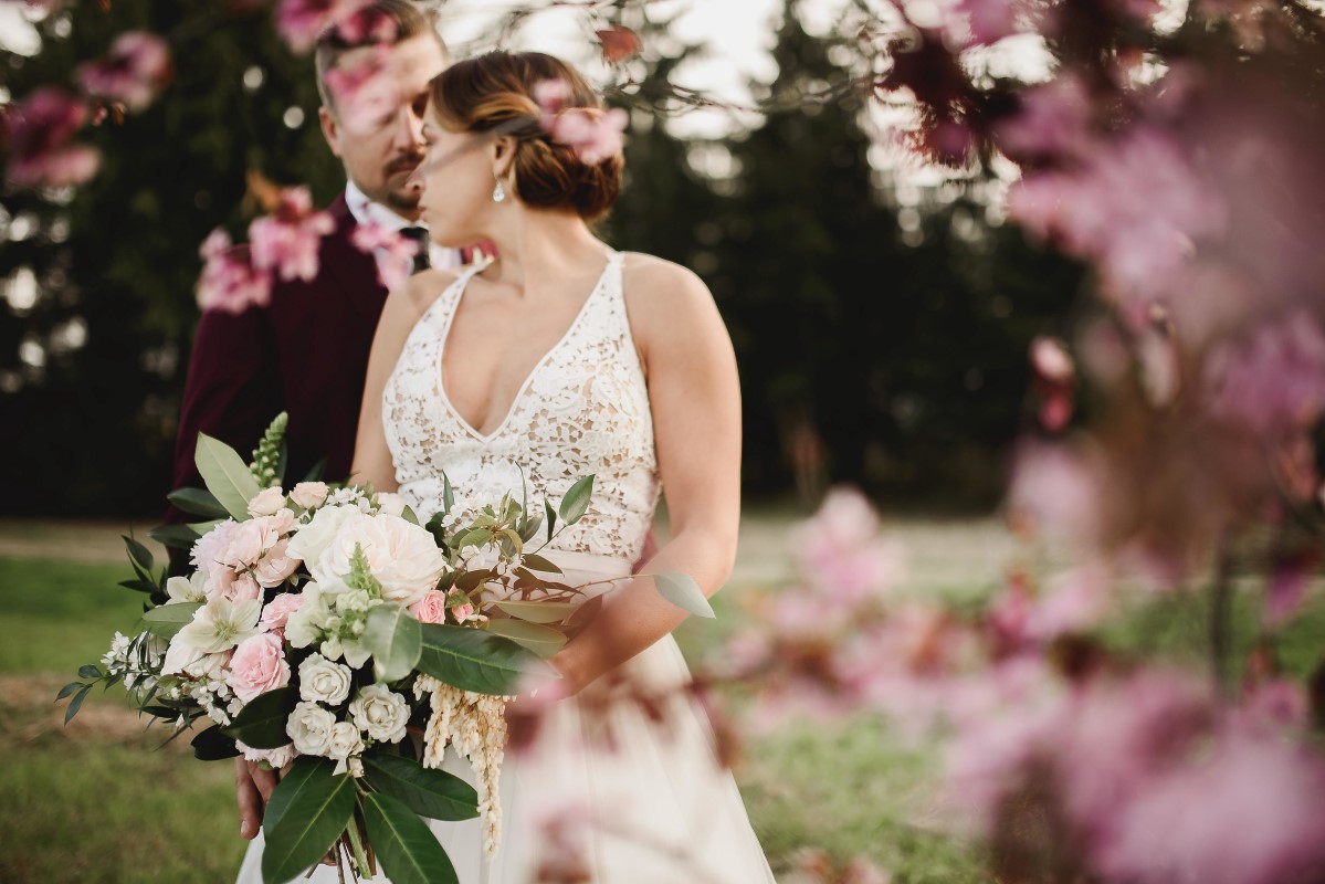 Cherry Blossom Ceremony Circle Arch | Erin Wallis Photography | Sublime Celebrations | Karen Bezaire | Shelter Point Distillery | The White Peony | Jims Clothes Closet | Purely Flower | Headquarters Hair Studio | Eden Street Spa | West Coast Weddings Magazine