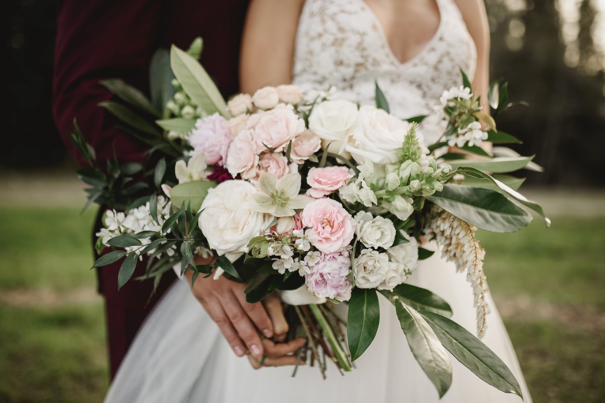 Cherry Blossom Ceremony Circle Arch | Erin Wallis Photography | Sublime Celebrations | Karen Bezaire | Shelter Point Distillery | The White Peony | Jims Clothes Closet | Purely Flower | Headquarters Hair Studio | Eden Street Spa | West Coast Weddings Magazine Bouquet