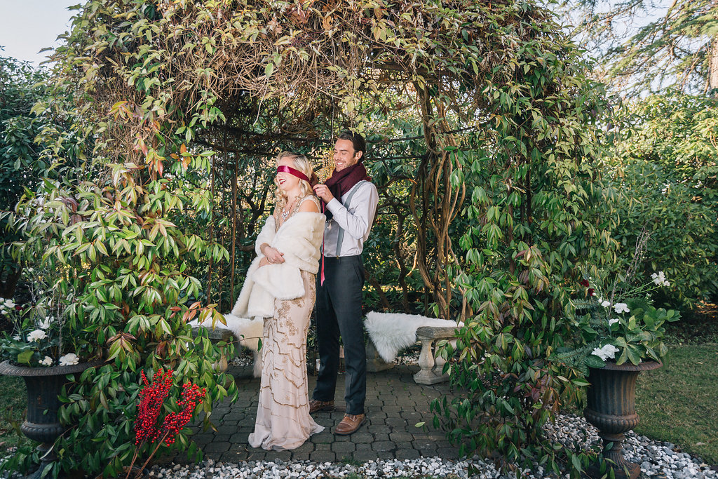 Styled Proposal in Gazebo at Villa Marco Polo Inn Vancouver Island Wedding Magazine