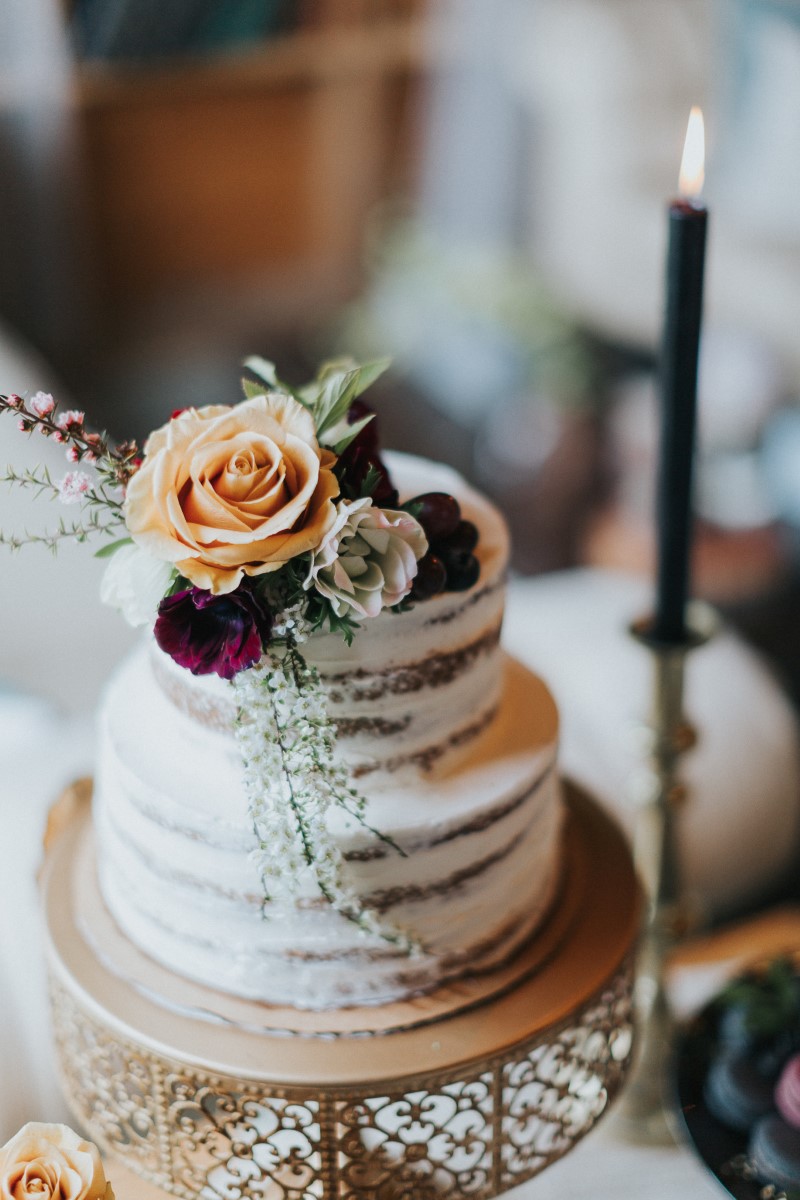 Naked Cake with Flowers Schur to Please Moody Blue Romance Summer Rayne Photo West Coast Weddings Magazine