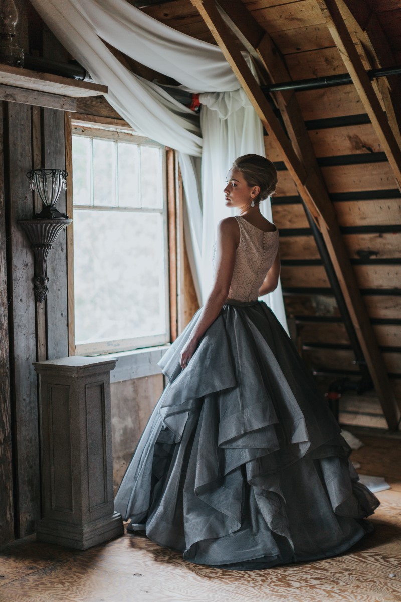 Bride in Pastel Skirt and White Top Moody Blue Romance Summer Rayne Photo West Coast Weddings Magazine