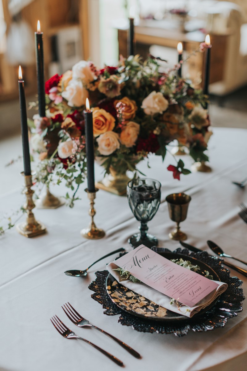 Vintage Table Setting Moody Blue Romance Summer Rayne Photo West Coast Weddings Magazine