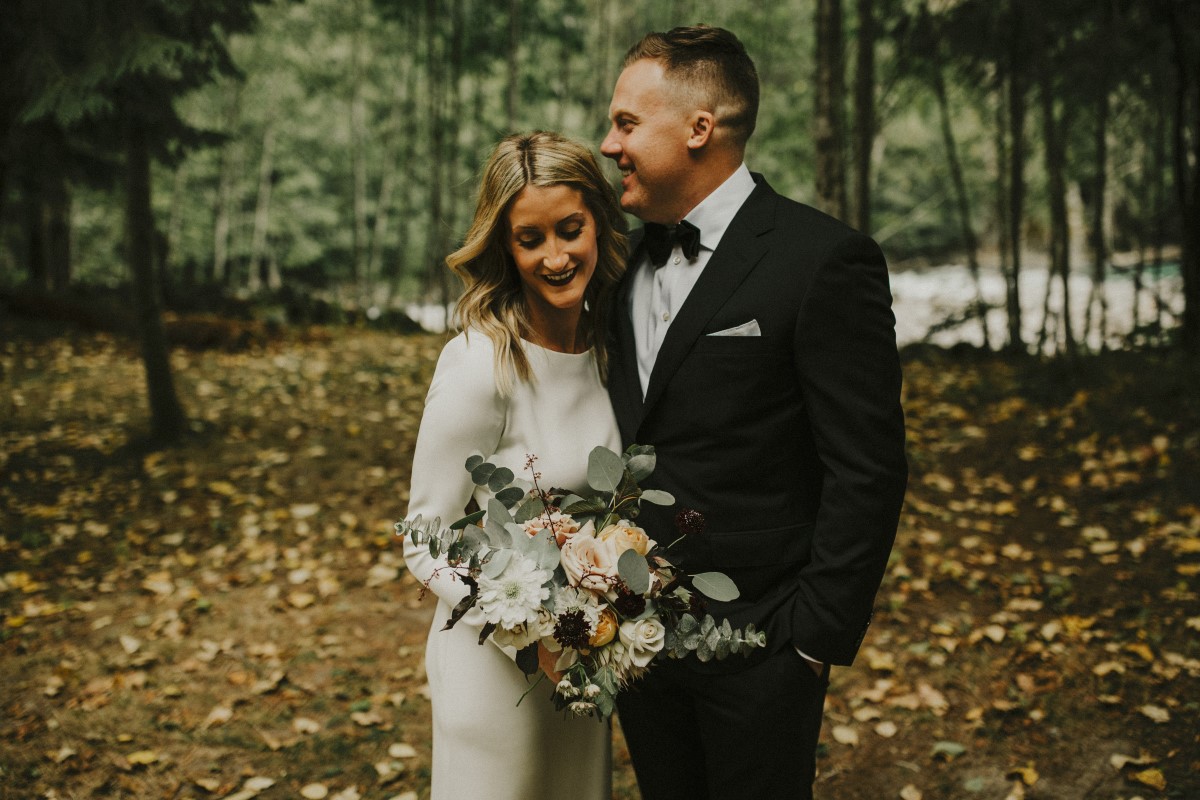 Newlyweds in Forest Elegant Woodland West Coast Weddings Magazine Vancovuer