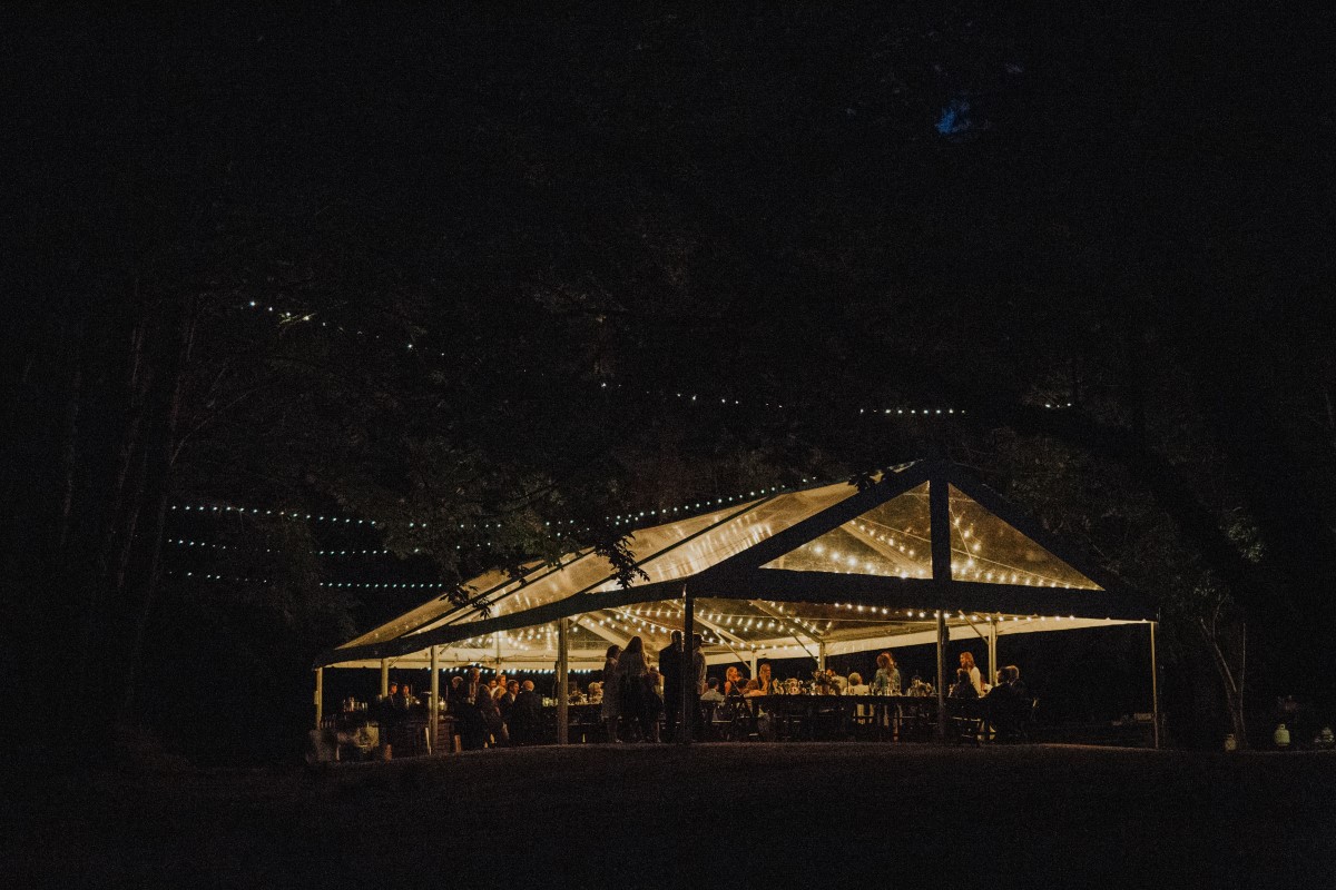 Reception Tent with LightsElegant Woodland West Coast Weddings Magazine Vancovuer