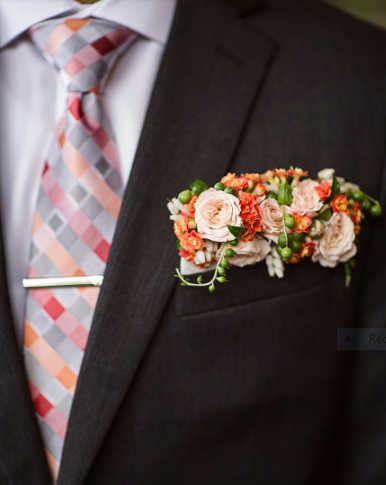 Floral Pocket Square Boutinniere West Coast Weddings Magazine