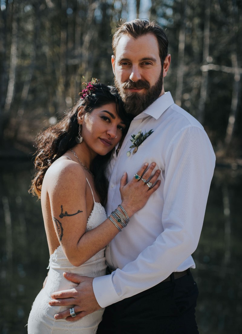 Sun Dappled Newlyweds in Indochino and pure magnolia Vancouver Wedding Magazine