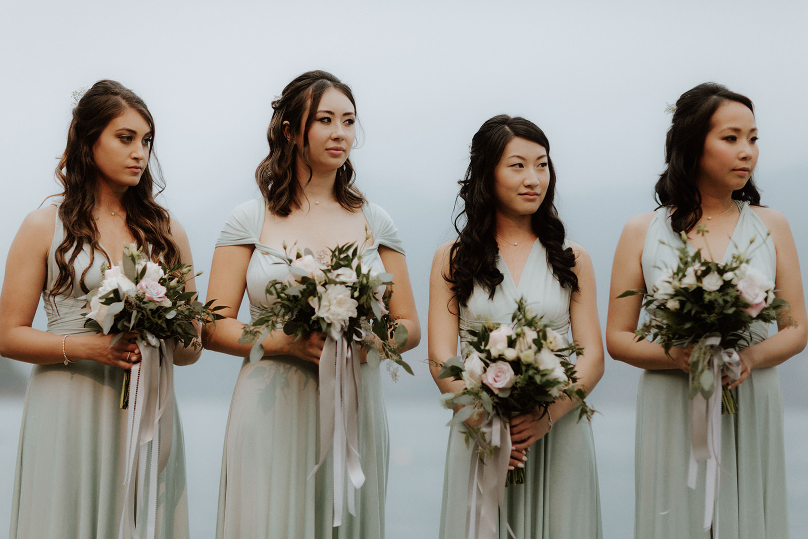 Pretty Bridesmaids at Rustic Anvil Island Wedding