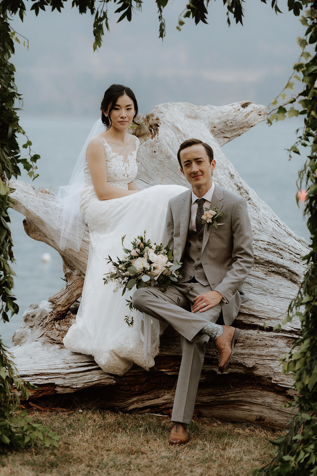 Newlyweds at Rustic Anvil Island Wedding Tomasz Wagner Photography BC Wedding Magazine