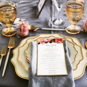 grey, pink and gold linens and colour palette West Coast Weddings Magazine