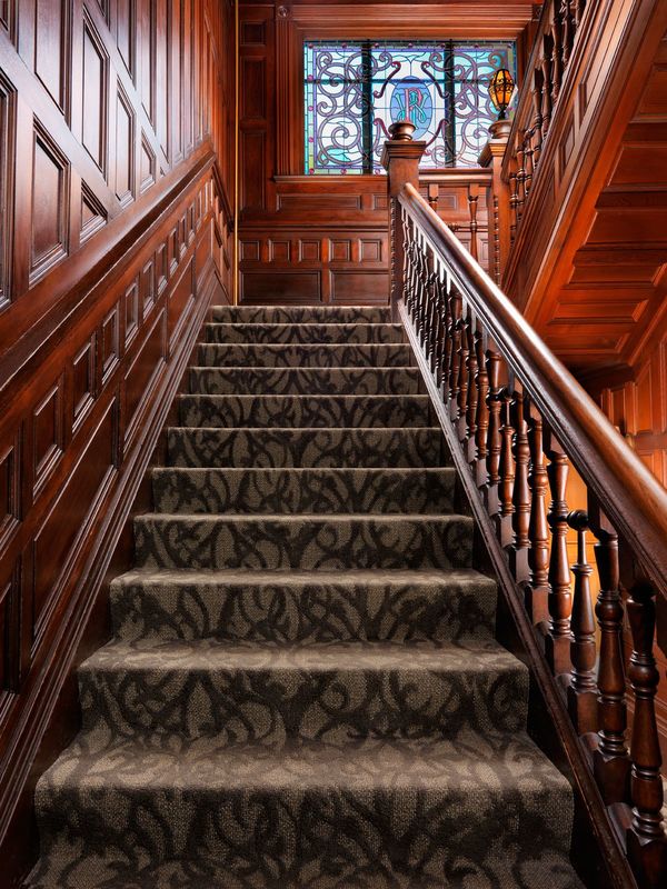 Grand Staircase Pendray Inn and Tea House by Huntingdon Manor in Victoria British Columbia by West Coast Weddings Magazine