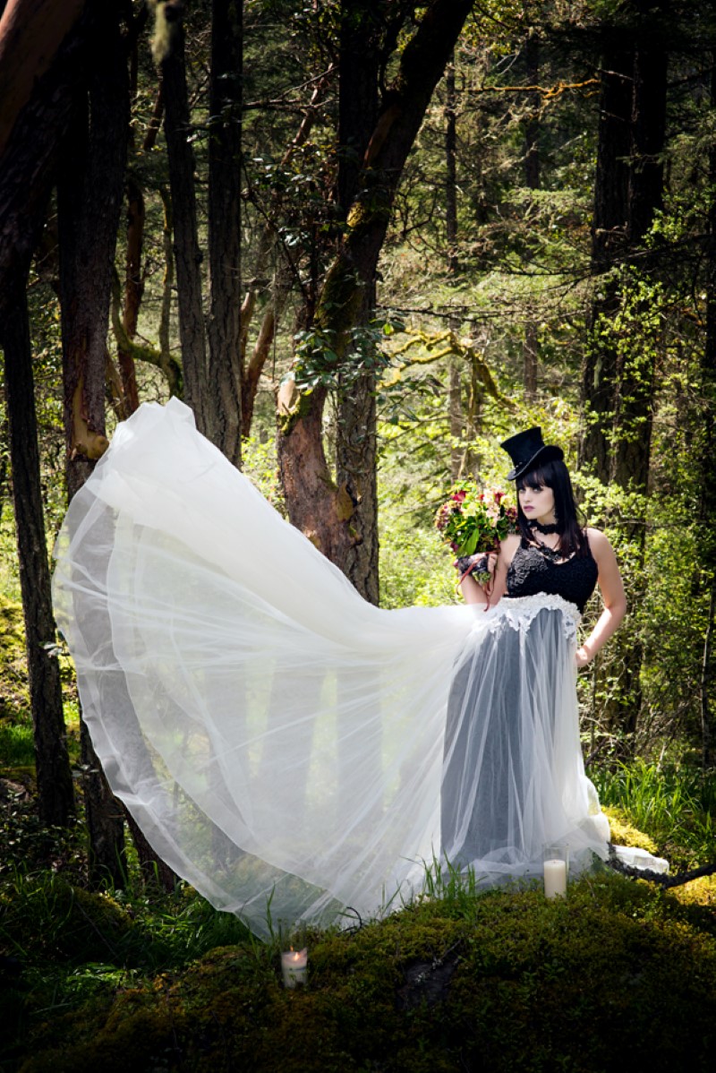 Enchanted Forest Bride with Gown by Beauty Bride Planning and Vancouver Island Wedding Magazine