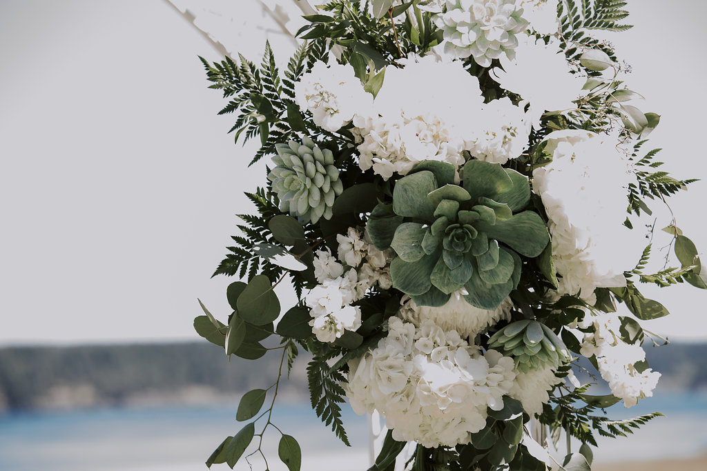 Painters Lodge Ceremony Arch Floral Design by Creative Evenings of Weddings Campbell River