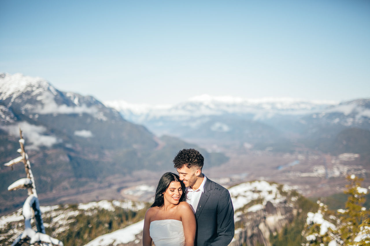 Sea to Sky Winter Dreamscape by Helen Sarah Photography Newlyweds on Bridge Vancouver Wedding Magazine