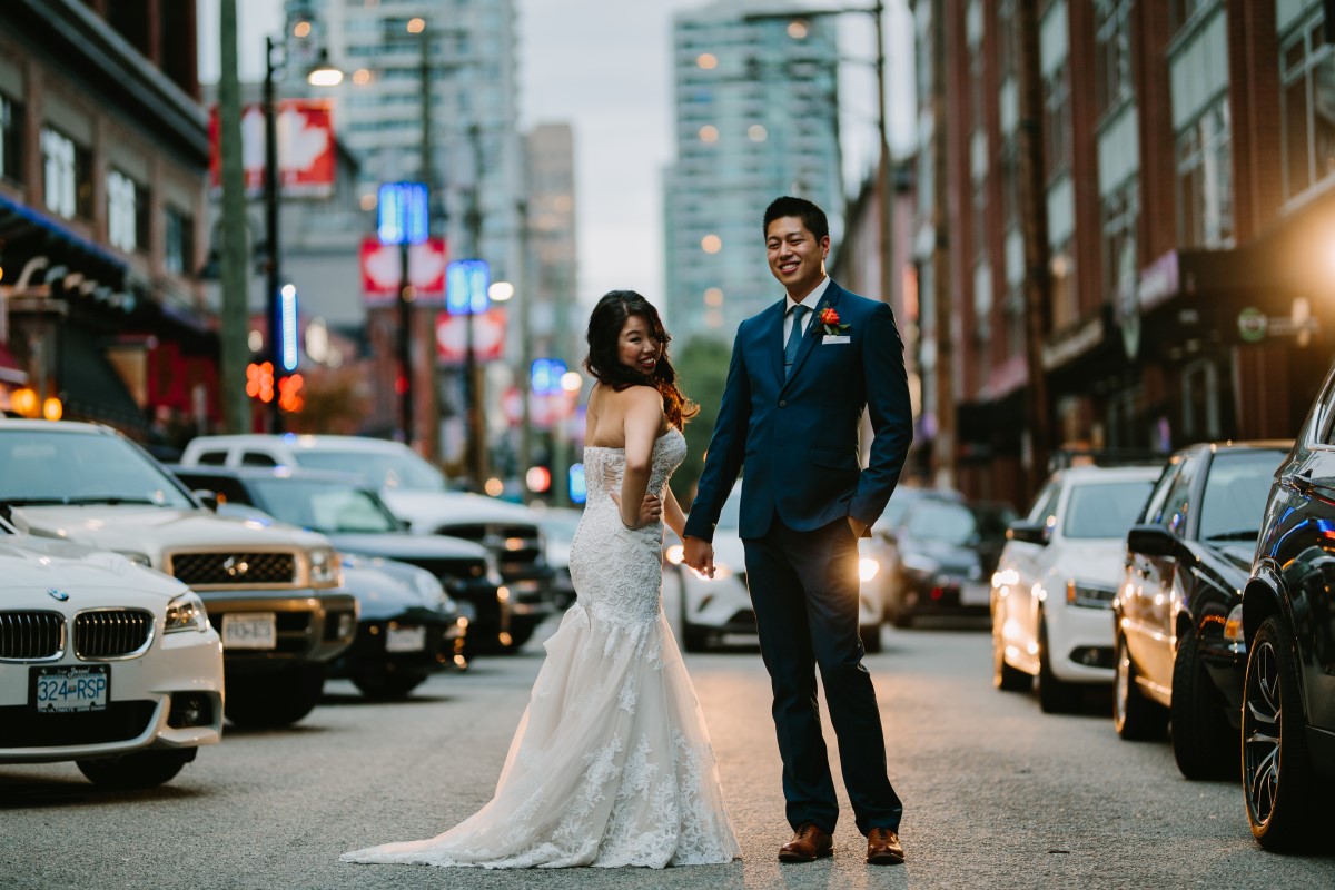 Chinese Wedding Couple on Vancouver street