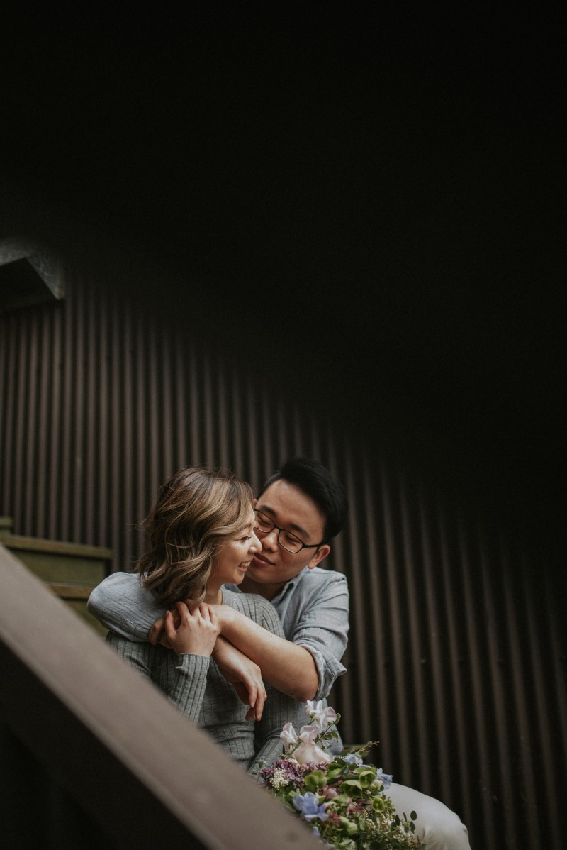 Vancouver Couple Canoodle on the Staircase