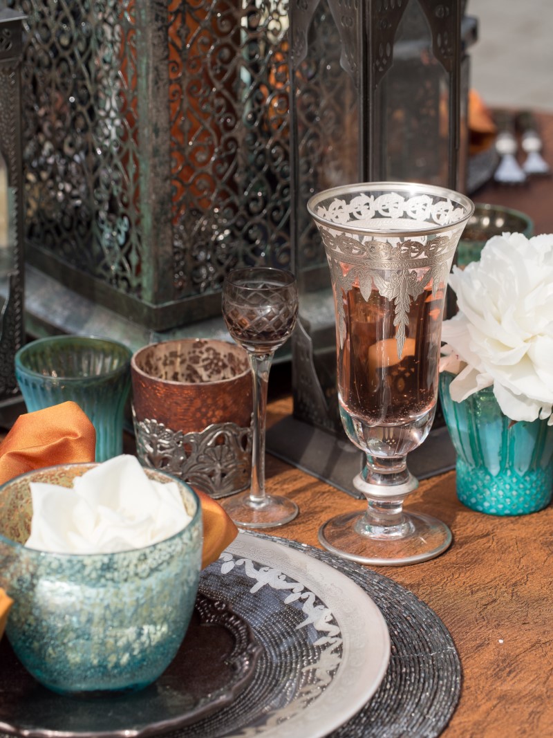 Pewter wine glasses with tea tea lights Chintz and Company