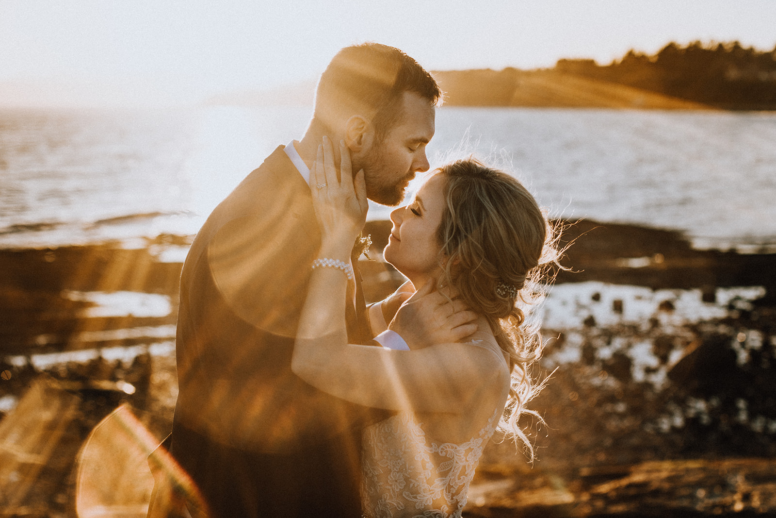 Newlyweds at Sunset at Hatley Castle