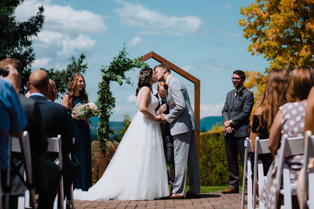 Happily Ever After newlyweds kiss